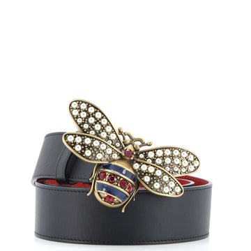Gucci Queen Margaret Bee Belt Leather Wide