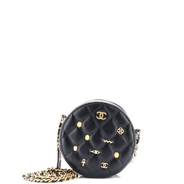Chanel Egyptian Amulet Round Chain Clutch Quilted Calfskin Mini