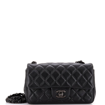 Chanel So Black Classic Single Flap Bag Quilted Lambskin Mini