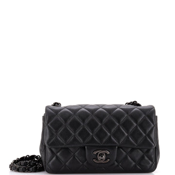 Chanel So Black Classic Single Flap Bag Quilted Lambskin Mini