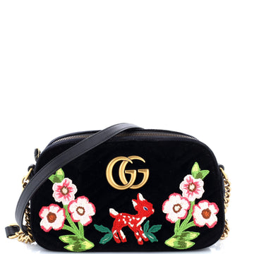 Gucci GG Marmont Camera Bag Embroidered Matelasse Velvet Small