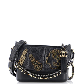 Chanel Gabrielle Hobo Embellished Quilted Aged Calfskin Small