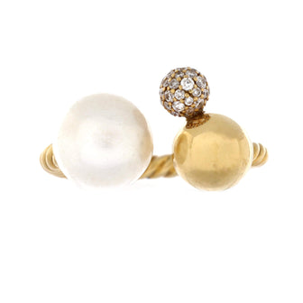 David Yurman Solari Cluster Ring 18K Yellow Gold with Pearl and Diamonds