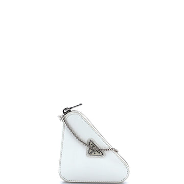 Prada Triangle Pouch Bag with Chain Brushed Leather Mini