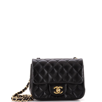 Chanel Square Classic Single Flap Bag Quilted Lambskin Mini