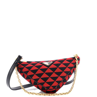 Prada Double Symbole Triangle Bag Leather and Jacquard Mini