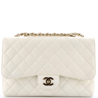 Chanel Vintage Classic Single Flap Bag Quilted Caviar Jumbo