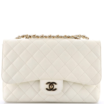 Chanel Vintage Classic Single Flap Bag Quilted Caviar Jumbo