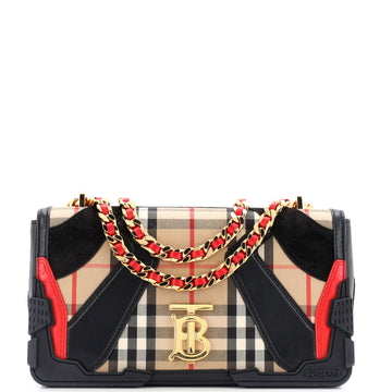 Burberry Lola Shoulder Bag Vintage Check Canvas with Leather and Suede Small