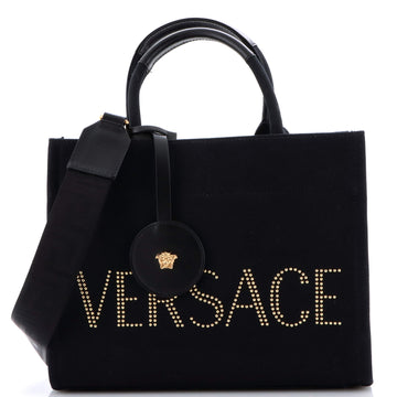 Versace La Medusa Tote Studded Canvas Medium