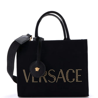 Versace La Medusa Tote Studded Canvas Medium
