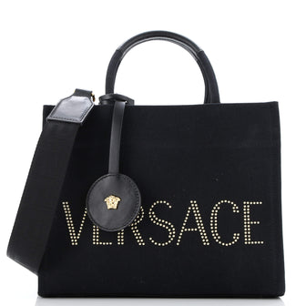 Versace La Medusa Tote Studded Canvas Medium