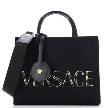 Versace La Medusa Tote Studded Canvas Medium