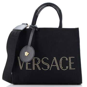 Versace La Medusa Tote Studded Canvas Medium