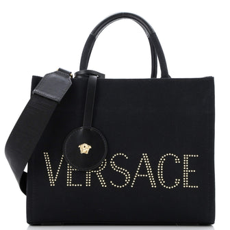 Versace La Medusa Tote Studded Canvas Medium