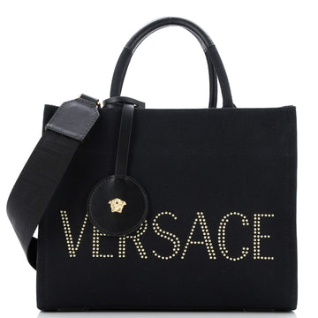 Versace La Medusa Tote Studded Canvas Medium