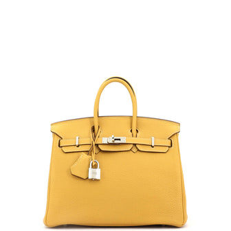Hermes Birkin Handbag Yellow Togo with Palladium Hardware 25