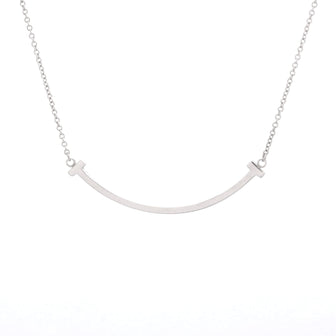 Tiffany & Co. T Smile Pendant Necklace 18K White Gold Small