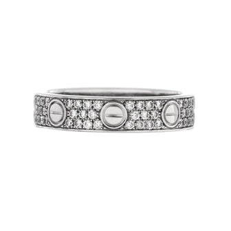 Cartier Love Wedding Band Pave Diamonds Ring 18K White Gold and Diamonds