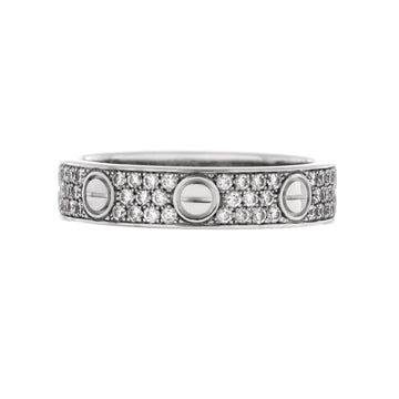 Cartier Love Wedding Band Pave Diamonds Ring 18K White Gold and Diamonds