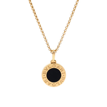 Bvlgari Bvlgari Bvlgari Pendant Necklace 18K Yellow Gold with Onyx