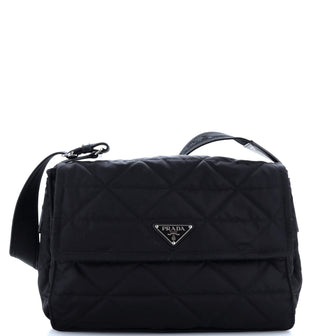 Prada Padded Flap Shoulder Bag Quilted Re-Nylon Large