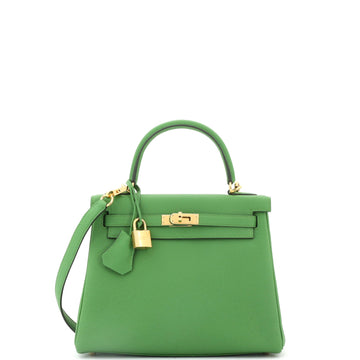 Hermes Kelly Handbag Green Maurice with Gold Hardware 25