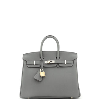Hermes Birkin Handbag Grey Togo with Permabrass Hardware 25