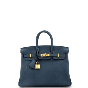 Hermes Birkin Handbag Blue Togo with Gold Hardware 25