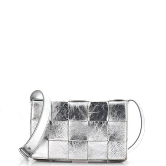 Bottega Veneta Cassette Crossbody Bag Maxi Intrecciato Crinkled Metallic Leather