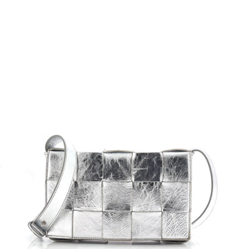 Bottega Veneta Cassette Crossbody Bag Maxi Intrecciato Crinkled Metallic Leather