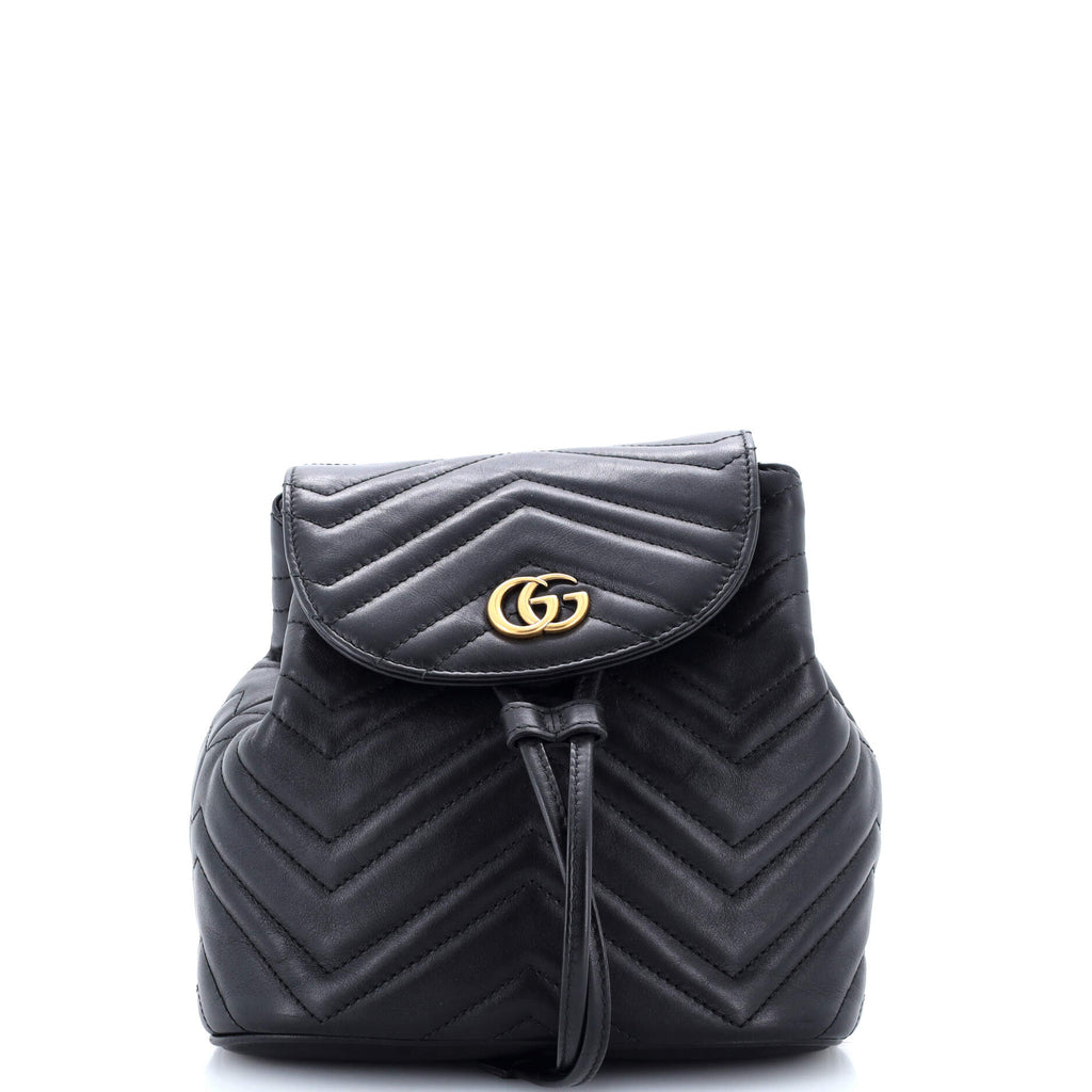 GUCCI GG Marmont Matelasse black drawstring mini backpack GUCCI Black GG Marmont Matelassé Mini Backpack - The Luxury Lady main image 2