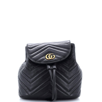 Gucci GG Marmont Drawstring Backpack Matelasse Leather Mini