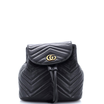 Gucci GG Marmont Drawstring Backpack Matelasse Leather Mini