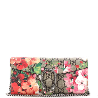 Gucci Dionysus Chain Wallet Blooms Print GG Coated Canvas Long