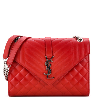 Saint Laurent Classic Monogram Envelope Satchel Mixed Matelasse Leather Medium