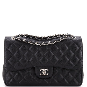 Chanel Classic Double Flap Bag Quilted Caviar Jumbo