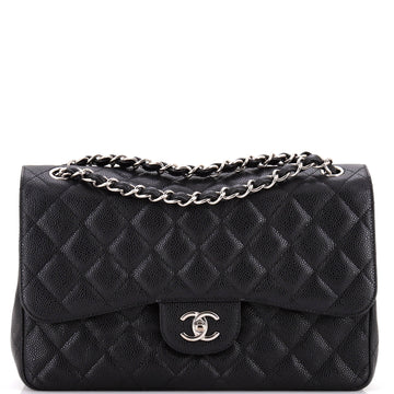 Chanel Classic Double Flap Bag Quilted Caviar Jumbo