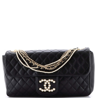 Chanel Westminster Pearl Chain Flap Bag Quilted Lambskin Medium