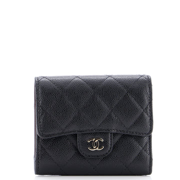 Chanel CC Compact Classic Flap Wallet Quilted Caviar