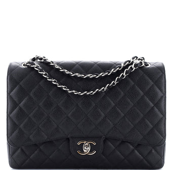 Chanel Classic Double Flap Bag Quilted Caviar Maxi