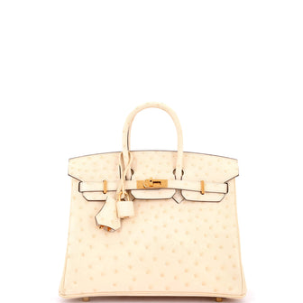 Hermes Birkin Handbag Light Ostrich with Gold Hardware 25