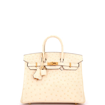 Hermes Birkin Handbag Light Ostrich with Gold Hardware 25