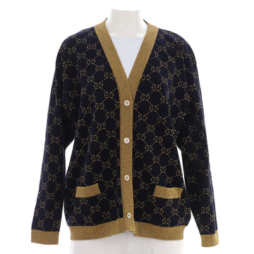 Gucci Women's V-Neck Cardigan GG Lame Cotton Blend
