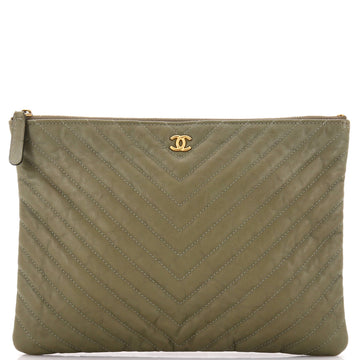 Chanel O Case Clutch Chevron Lambskin Medium