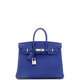 Hermes Birkin Handbag Blue Togo with Palladium Hardware 25