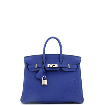 Hermes Birkin Handbag Blue Togo with Palladium Hardware 25