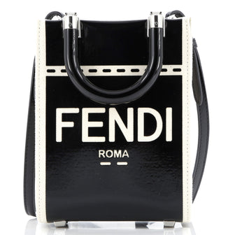 Fendi Sunshine Shopper Tote Patent and Canvas Mini