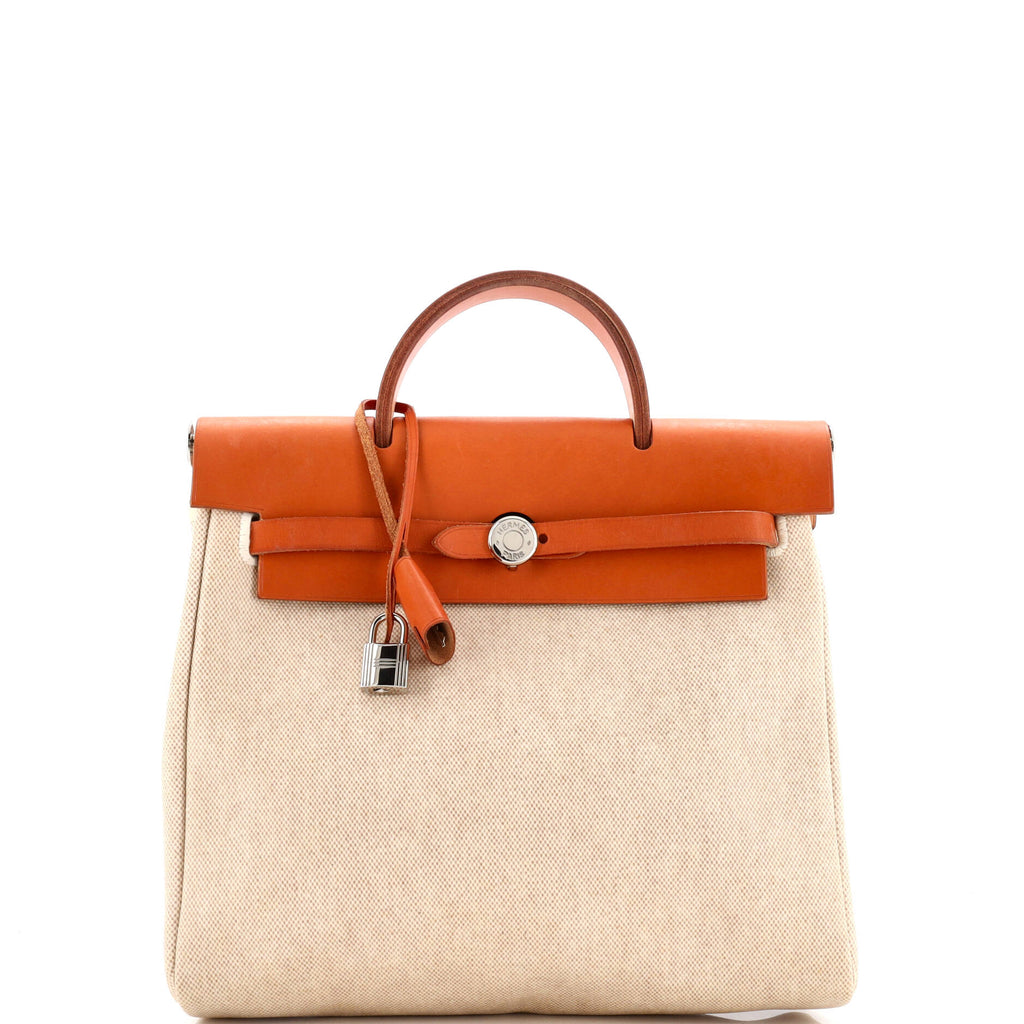 Hermes Vintage Herbag A Dos Backpack Toile and Leather GM  display picture 3