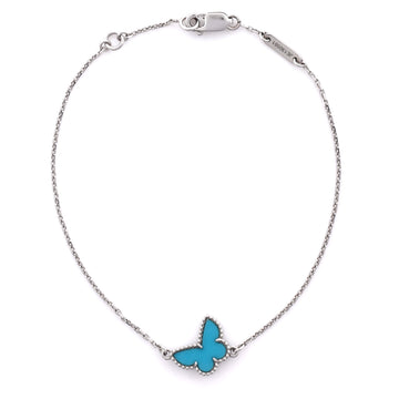 Van Cleef & Arpels Sweet Alhambra Butterfly Bracelet 18K White Gold and Turquoise
